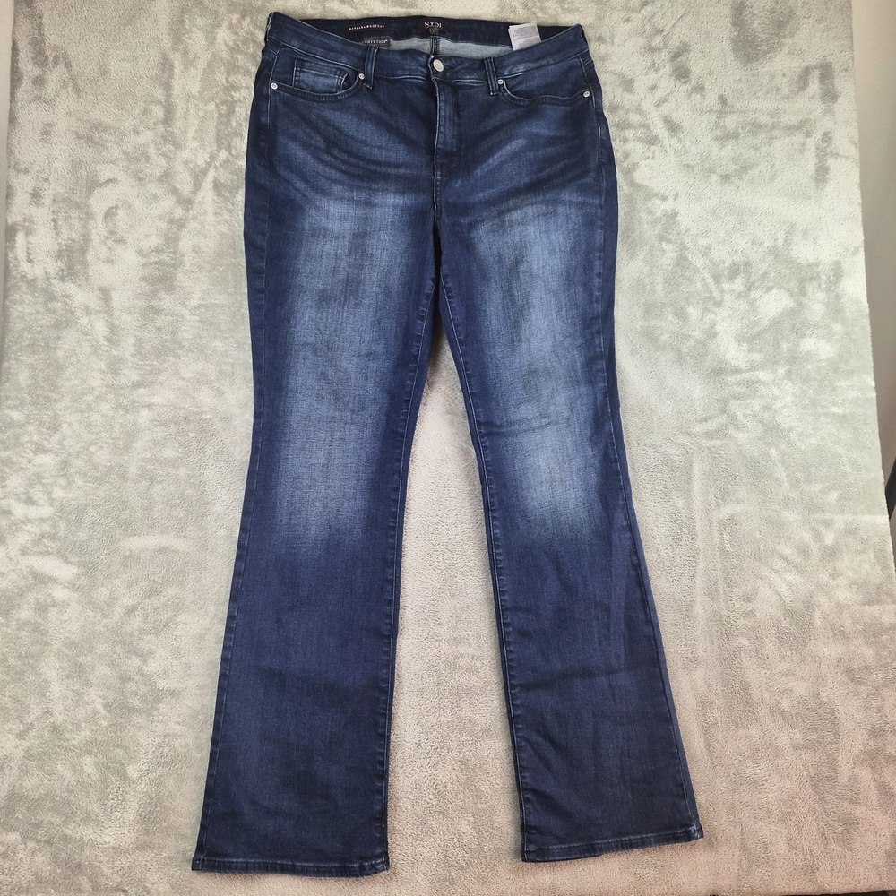 NYDJ Barbara Bootcut Jeans Womens 14 (fits 34x31) Blue Denim Dark Wash Stretch